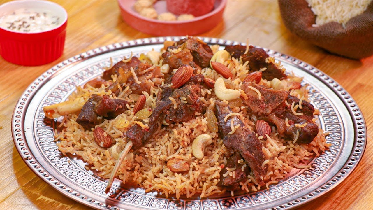 mutton with red rice kabsa