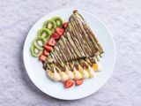 Chocolate With Pistachio Cream And Fruits Crepe