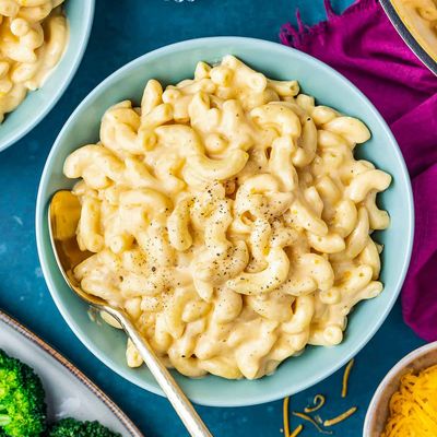Macaroni with cheese sauce