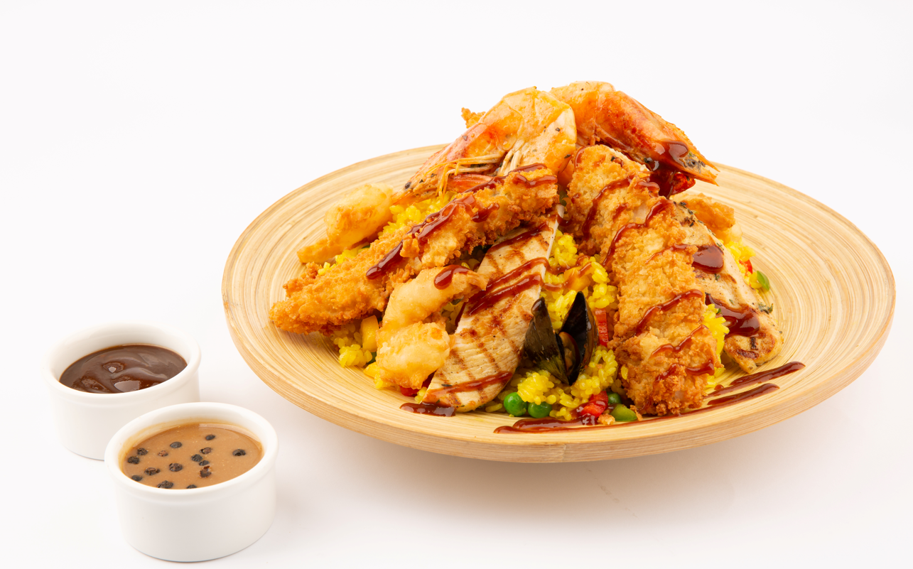 Paella Rice With Chicken And Shrimp