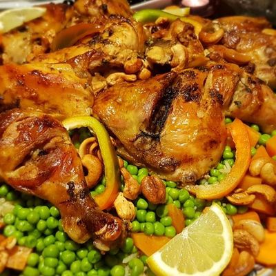 Carrots With Peas And Quarter Roasted Chicken Meal