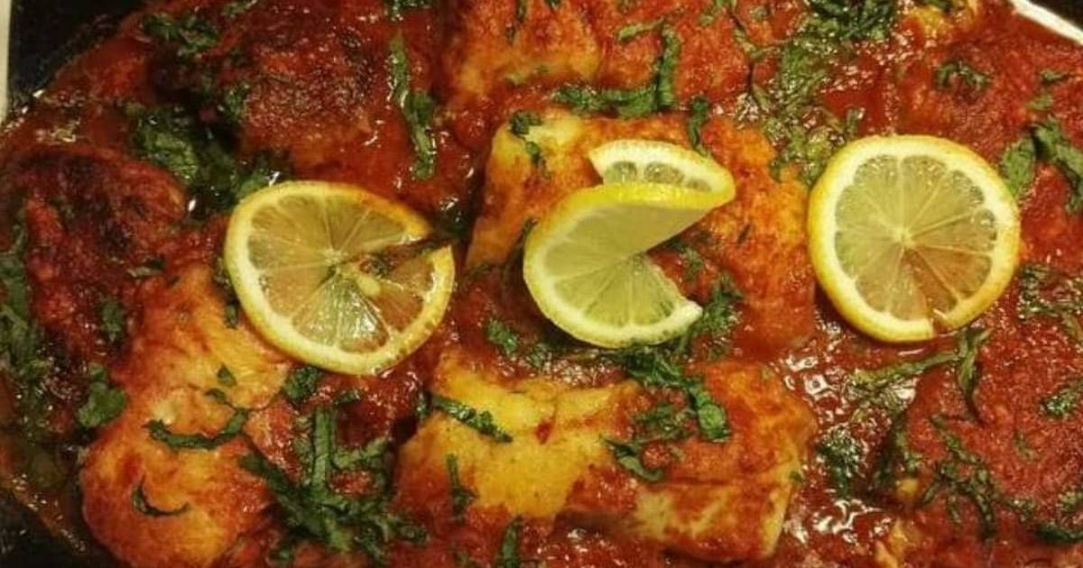Lucioperca Fish Fillet with Red Sauce Casserole