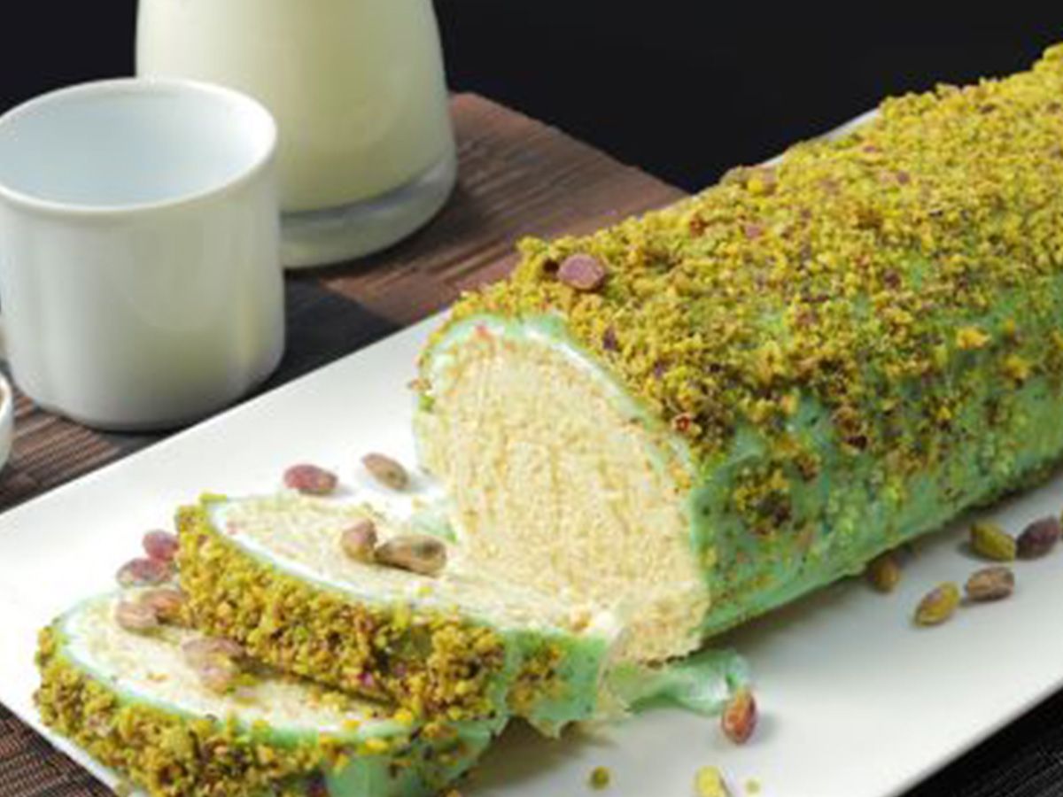 Pistachio swiss roll