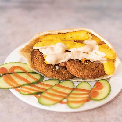 Potato falafel sandwich