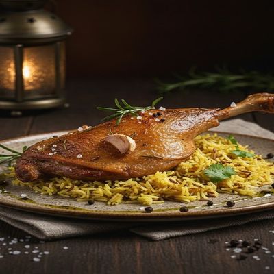 Roasted Duck thigh Quarter Dish