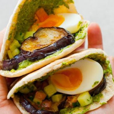 Potato and eggplant sandwich