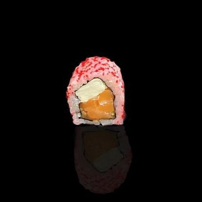 Salmon with caviar Maki roll 4 pics