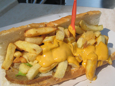 French Fries With Cheddar Cheese Sandwich