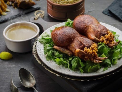 Stuffed Pigeon With Grits