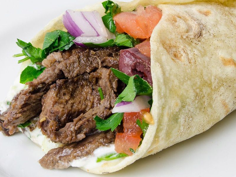 Meat Shawerma Sandwich In Syrian Bread