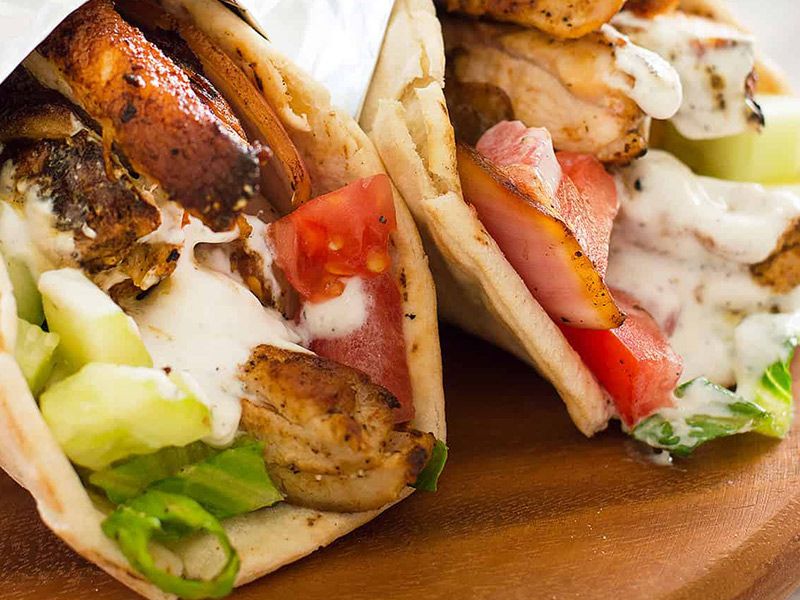 Chicken Shawerma Sandwich In Syrian Bread