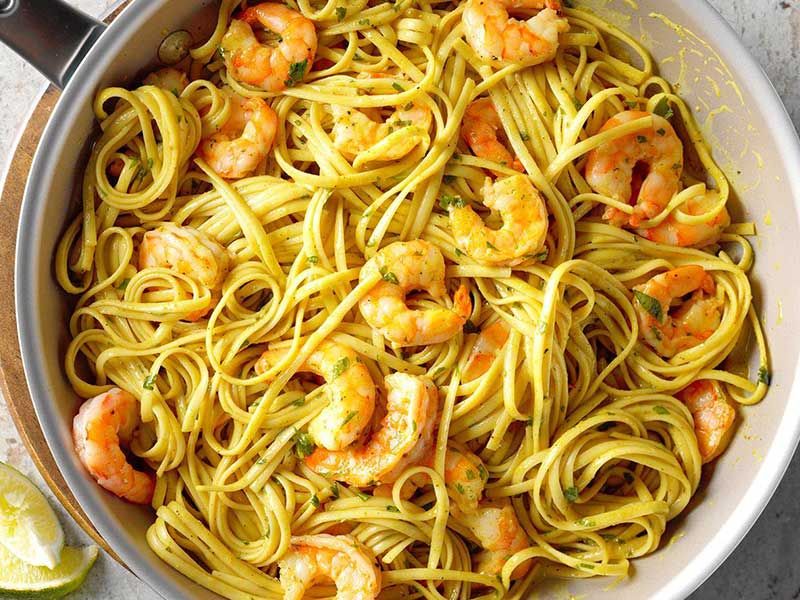Shrimp With Curry Pasta