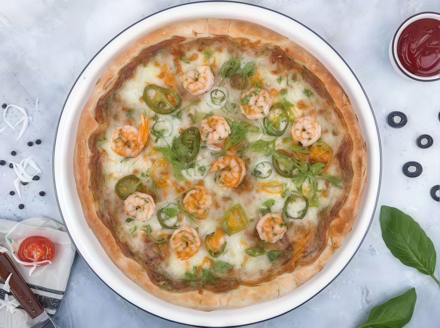 shrimp pesto pizza