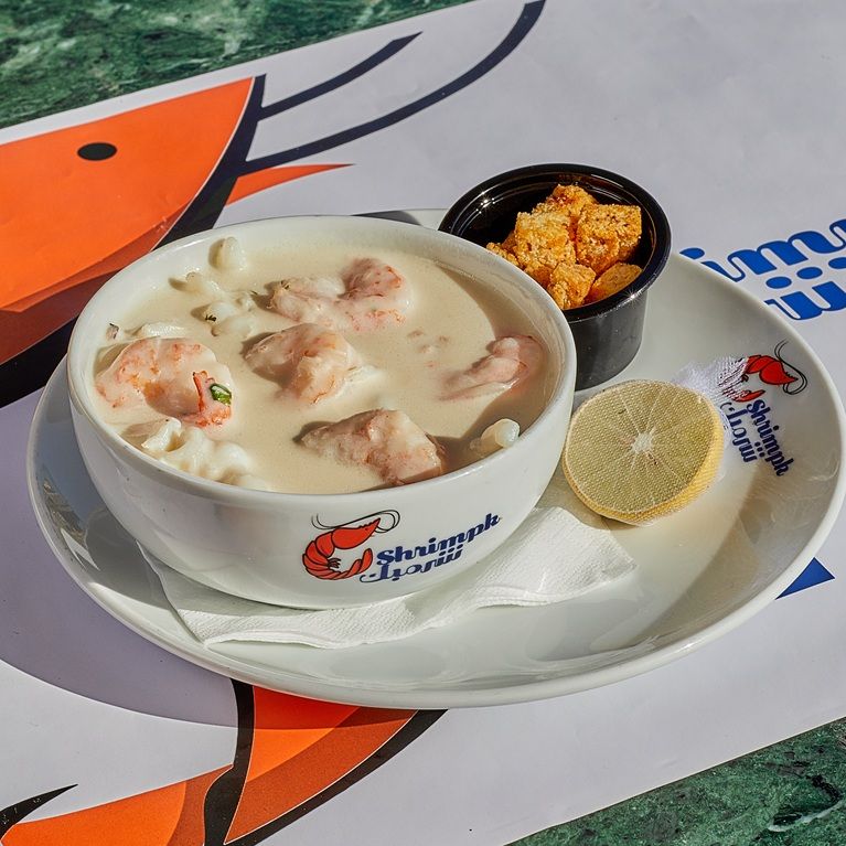 Seafood soup with white sauce