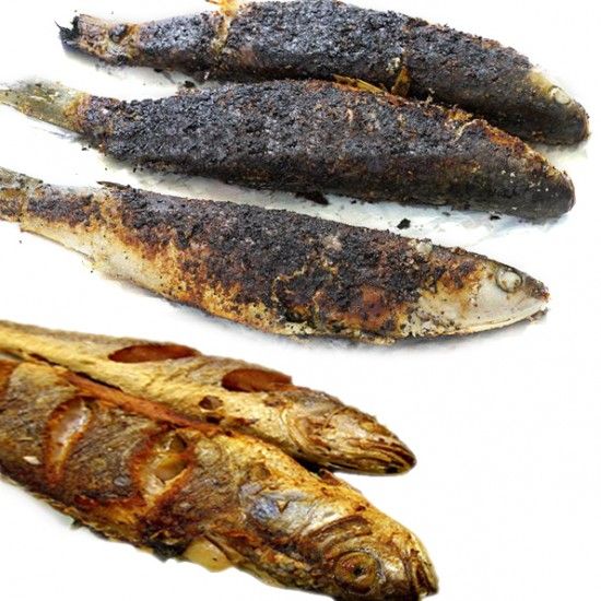 Grilled Mackerel Fish With Salad, Bread And Lemon