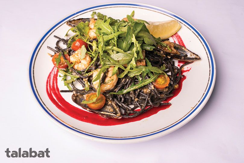 Seafood pasta with squid ink