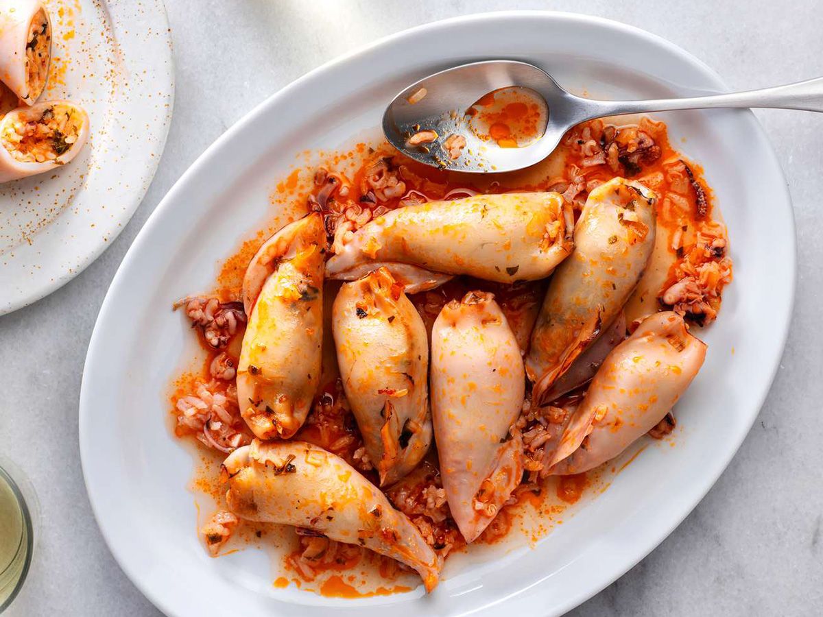 Stuffed Squid And Shrimps