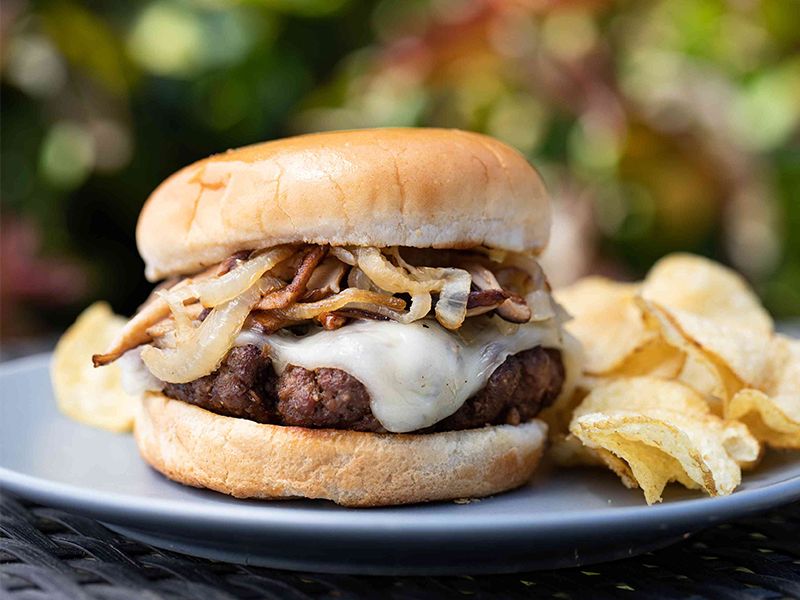 Burger With Swiss Mushroom Sandwich