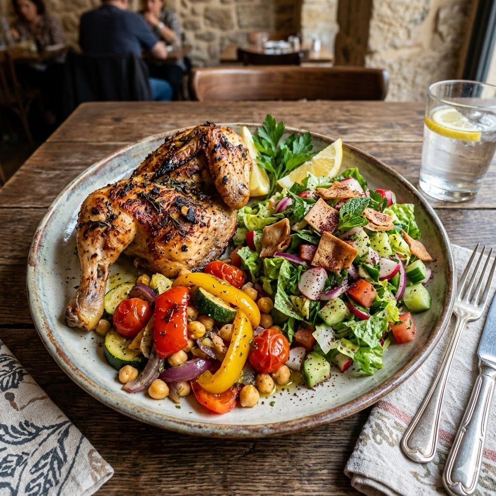 Half A Chicken On The Bone + Sauté + Fattoush