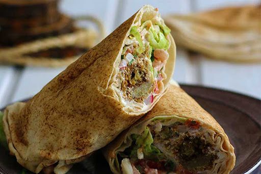 Lebanese Falafel Saj Sandwich.