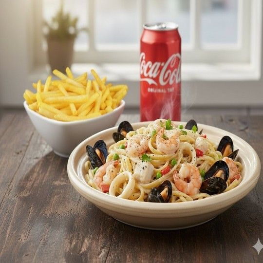 Seafood pasta meal for one