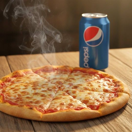 Italian cheese mix pizza and Pepsi