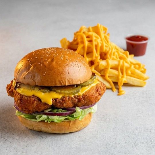 Chicken Burger & Fries