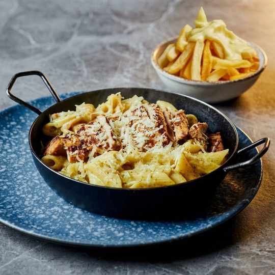 Penne Alfredo Pasta & Fries