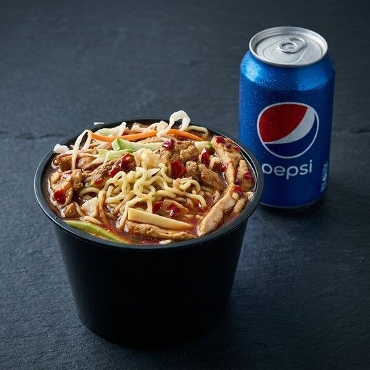 Chicken Ramen Soup & Pepsi