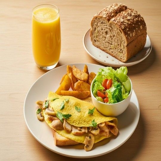 Chicken Mushroom Omelet Meal