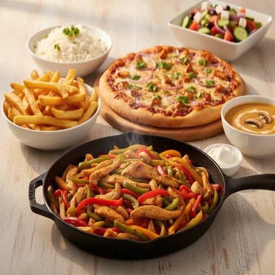 Family Fajita & Pizza Feast for 4