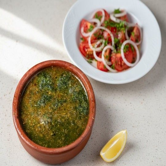 Molokhia & Marinated Tomatoes