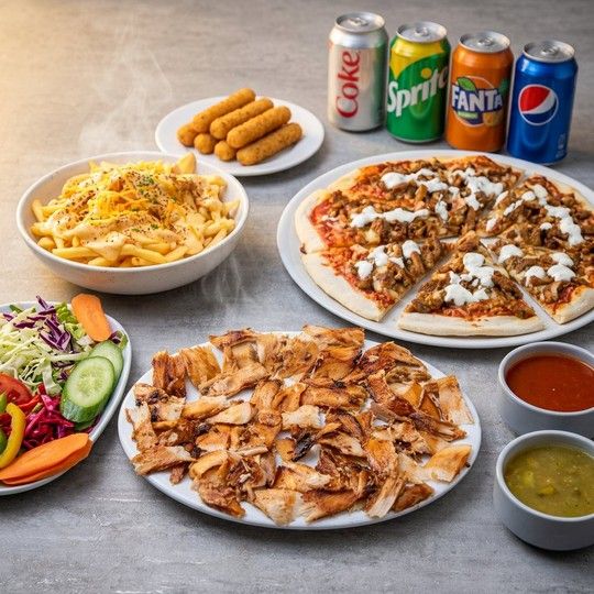 Family Shawarma & Pizza Feast for 4