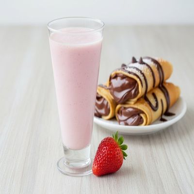 Strawberry Milkshake & Crepe