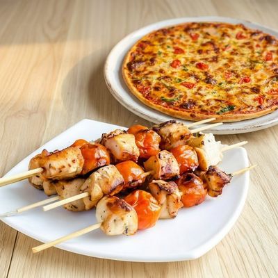 Shish Tawook Meal and Medium Margherita Pizza