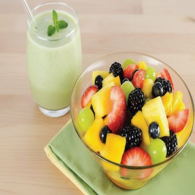 Lemon Mint Smoothie & Fruit Salad
