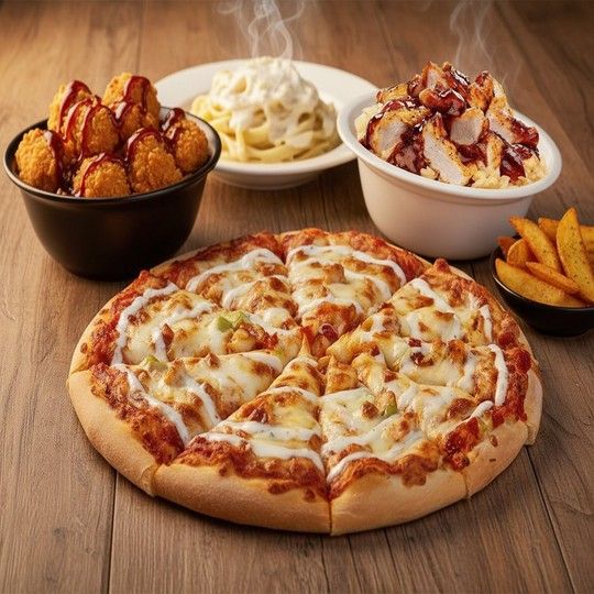 Family Pizza & Rizo Feast for 4