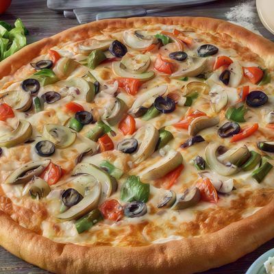 Vegetables And Roumi Cheese Oriental Pizza