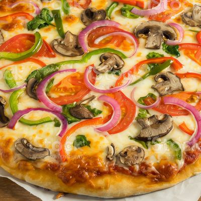 Vegetables And Mushroom Oriental Pizza