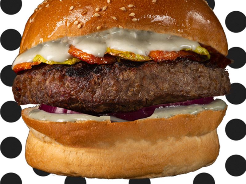Vegetables With Blue Cheese Burger Sandwich