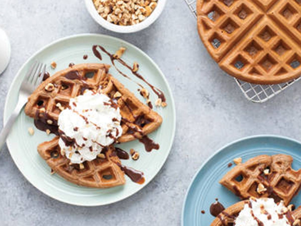 waffle mix nutella and caramel
