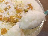 Rice Pudding With Vanilla Ice Cream And Nuts