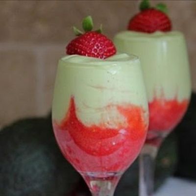 Avocado With Ice Cream And Strawberry