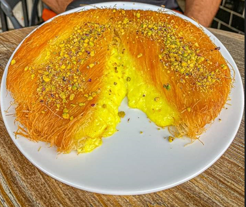 Charcoal Kunafa with Custard
