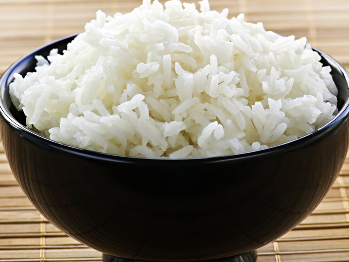 white rice plate