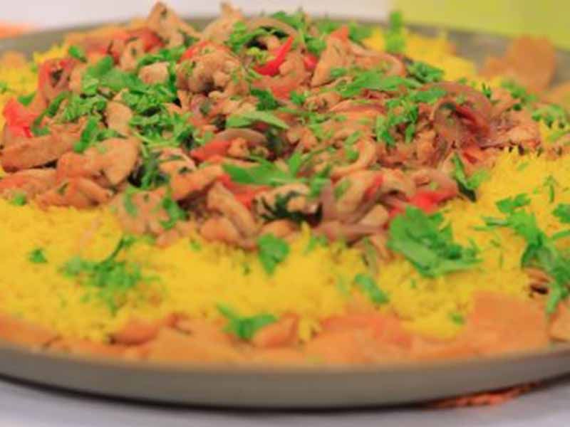 Meat Shawerma And Mozzarella Cheese Basmati Rice