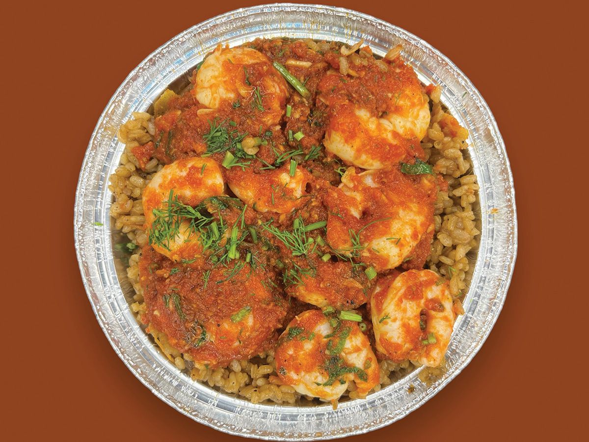 Rice with shrimp fajita