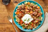 Rice With Meat Shawerma And Nuts