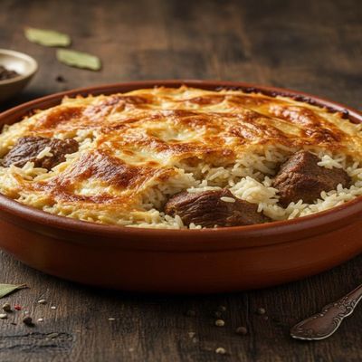 Oven Baked Rice With Meat Casserole