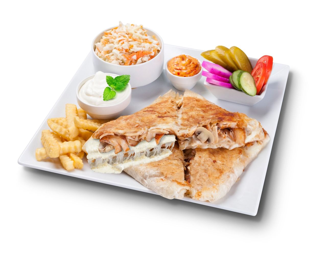 Chicken Shawerma With Mozzarella Cheese Shami Sandwich